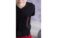 All For Kids Black Tshirt with Red Zip, 92-110