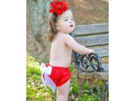 RuffleButts Red with White Bow Woven, 2 roky