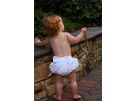 RuffleButts White with White Bow Woven, 1-2 roky
