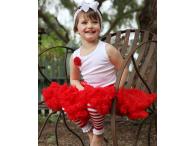 RuffleButts White with Red Flower Tank Top, 3T