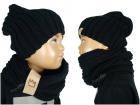 Wool set hat with necklace black