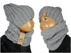 Wool set hat with necklace light grey